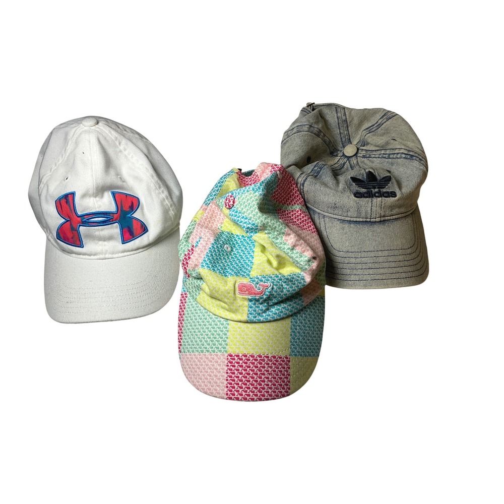 Lot of 3 Baseball Caps Adidas Vineyard Vines Under Armour Youth Adjustable Hats‎